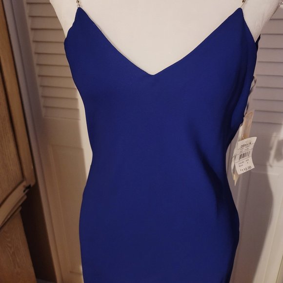 DAVE & JOHNNY ROYAL CHIFFON OVERLAY LONG DRESS - Picture 3 of 16